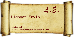 Lichner Ervin névjegykártya